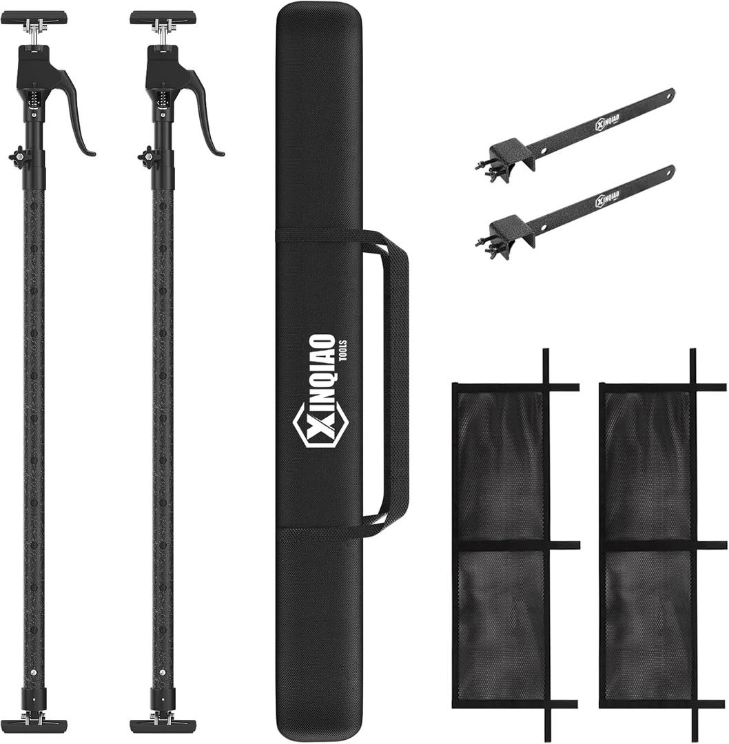 XINQIAO Truck Bed Cargo Bar for Pickup 39.4 in to 70.8 in Adjustable, Comes with a Net and a Divider, 200 LB Capacity Also Used for A Third Hand Support Pole, 2 Sets