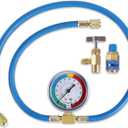 AC U Charge Hose with Gauge Car Refrigerant R134a Recharge Tool Kit Auto Air Conditioner Charging Hose 250PSI Low Pressure Meter Brass 1/4" Female Parts R134a Can Tap Quick Coupler