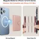 Bocasal for MagSafe Wallet Magnetic Card Holder, RFID Blocking Leather Card Slots for iPhone 16/15/14/13/12 Pro/Max/Plus, Adjustable Kickstand Flip Mag Safe Wallet (Rose Gold)