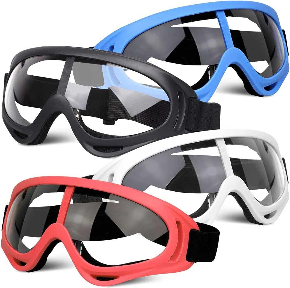 POKONBOY Protective Goggles/Safety Glasses/Motorcycle Eyewear Compatible with Nerf Guns for Kids Teens Game Battle Outdoor (Red+blue+black+white)