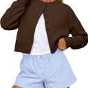 Trendy Queen Cropped Cardigan Sweaters for Women Lightweight Crop Knit Y2k Fall Outfits Fashion Clothes 2025 (Small, Chocolate Brown)