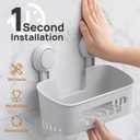 LEVERLOC Shower Caddy Suction Cup 2 Pack, Shower Organizer Removable Bathroom Shelf, Storage for Inside Shower Powerful Suction Max Hold 22lbs Waterproof Holder, Gray