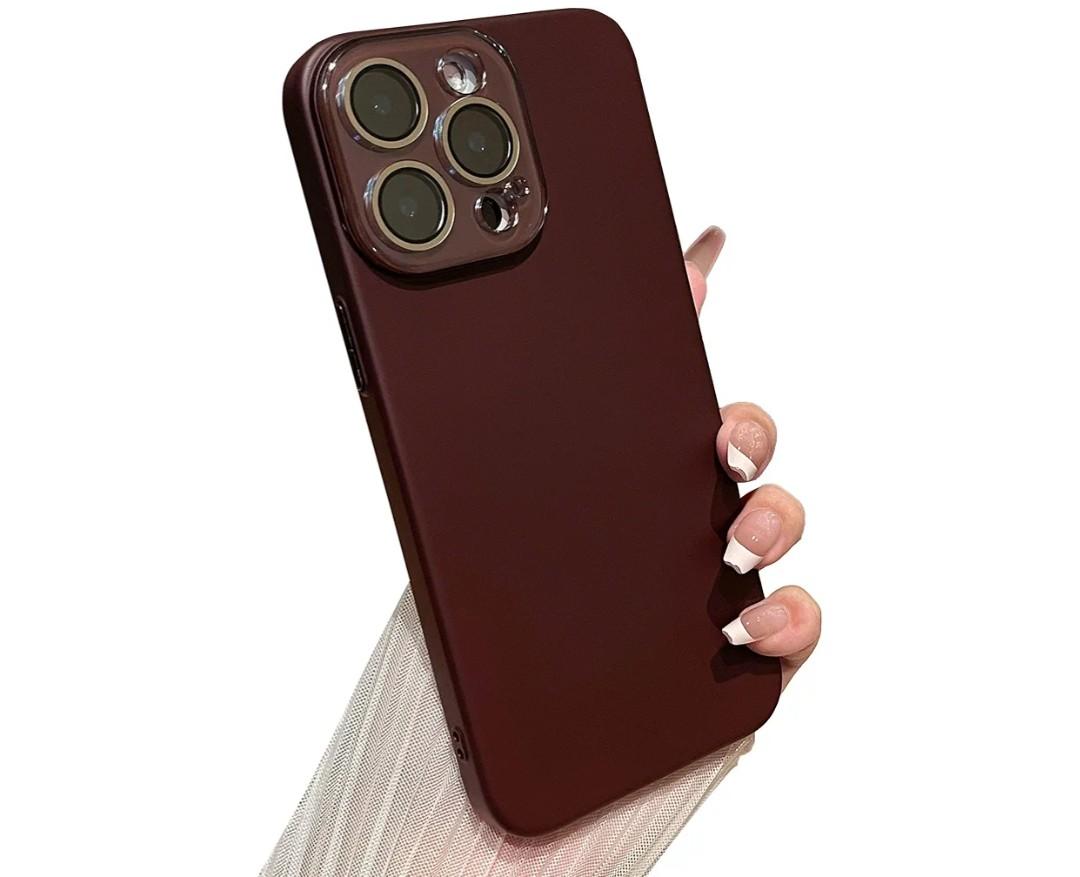 Caseative for iPhone 12 Pro Case,Solid Color Full Camera Lens Protection Phone Case (Wine Red)