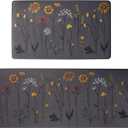 Rempry Kitchen Rugs and Mats Set of 2, Colorful Flowers Kitchen Mats for Floor, Non Slip Cushioned Anti-Fatigue Floor Mats for Kitchen Sink Office, 17"x47"+17"x29"