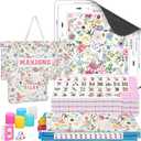 179 Pcs American Mahjong Tile Set with Floral Carrying Bags 166 Tiles 4 All in One Color Racks Pushers Mat Accessories Mahjong Game Set for Family Game Night Gifts Travel Home Play, 31.5 x 31.5 inches