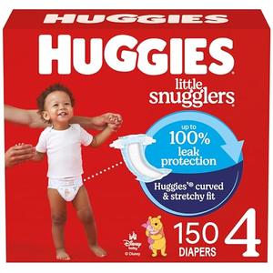 Huggies Size 4 Diapers, Little Snugglers Baby Diapers, Size 4 (22-37 lbs), 150 Count (6 Packs of 25)