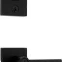 Kwikset 991 Halifax Keyed Entry Lever and Single Cylinder Deadbolt Combo Pack Featuring SmartKey and Microban in Matte Black (No Size)