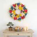 18 Inch Artificial Easter Wreath, Colorful Floral Easter Wreath&Egg Decor,Home Decor for Table, Mantel, Indoor Spring Decor