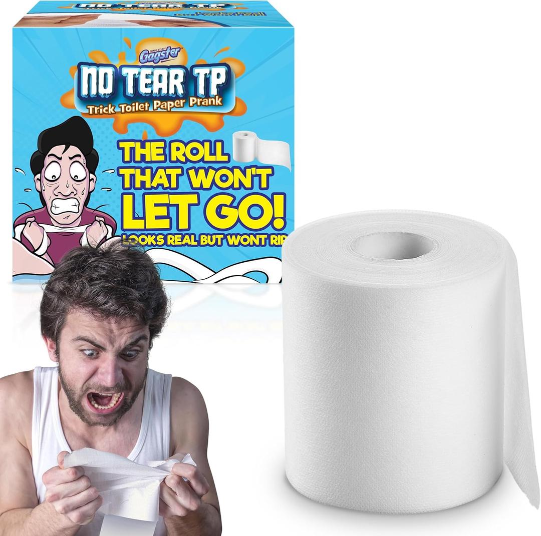 Gagster No Tear Toilet Paper  Practical Joke Trick  Fake Unrippable TP Rolls, Looks Like Real Toilet Paper But Wont Tear  Funny Gift for Adults & Kids