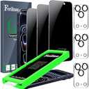 Ferilinso 3 Pack Privacy Screen Protector for iPhone 17 Pro Max, 9H Military-Grade Shatterproof Tempered Glass, Dust Removal Tray, Dynamic Island Compatible, Case Friendly, Camera Lens Protectors