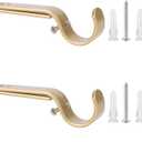 Ycolnaefllr Set of 2 Golden Heavy Duty Adjustable Curtain Rod Brackets Holders Curtain Rod Hanging Brackets for 1 Inch Rod