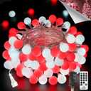 43FT 100LED Connectable Christmas Globe String Lights Indoor Outdoor - Red and White Fairy Lights Plug in with Remote & 8 Modes, Twinkle Light for Christmas Decorations Bedroom Room Tree Party