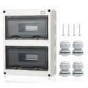 KERWINN 24 Way Distribution Protection Box,ABS/PC Alloy Plastic Transparent Cover Circuit Breaker Box IP66 Waterproof Distribution Box with DIN Rail and Waterproof Connector