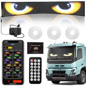 52x7.48Inch Devil Eyes for Windshield, LED Eyes Lights for Truck, Dynamic Digital Scrolling LED Display, App Control and Remote Control, LED Lights for Business Shop Bar (Large Size for Cars/Trucks)