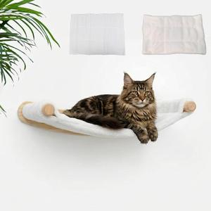 Heavy Duty Wooden Wall Mounted Cat Hammock - 21 * 18 in for Extra Large Indoor Cats 30 Lbs