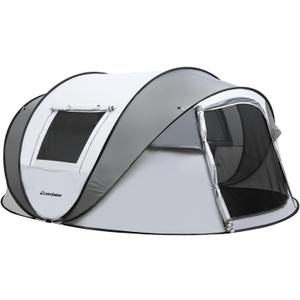 EchoSmile Instant Pop Up Camping Tent, 2/4/6 Person, Easy Setup Tent, Water Resistant Dome, Portable with Carry Bag, Gray 