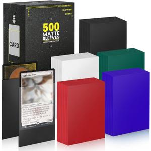 Standard MTG Card Sleeves 500 Pack, Sturdy Card Protectors Sleeves Matte Back Finish, Perfect Shuffling - Protect All Your Trading Cards, TCG Cards & Sports Cards by Fabmaker, Never Tear 66x91mm