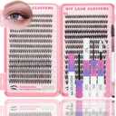 Lash Clusters Kit, 560 Pcs Eyelashes Clusters Kit 9-16mm Individual Lash Extension Kit D Curl Fluffy Wispy False Eyelashes (30D+40D, Lash Clusters Kit)