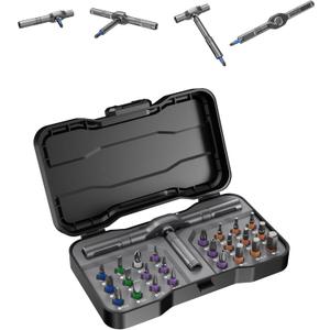 24 in 1 Magnetic Ratchet Screwdriver Set  Multi Bit Precision Repair Tool Kit with Detachable Handle, S2 Steel Bits, Portable Storage Case for Furniture, Computer, Bicycle, Electronics