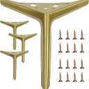 Smaxcn 7 inch /18cm Brushed Gold Metal Furniture Legs Set of 4, Modern Style Furniture Legs, DIY Replacement for TV Stand, Sofa, Chair, Cabinet Cupboard