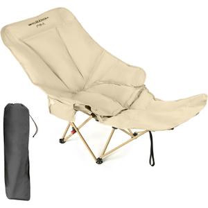 Foldable Camping Recliner: Features 4-level angle adjustment, a right-side storage pocket, and an included carrying bag—ideal for outdoor activities, midday naps, hospital care and patio relaxation