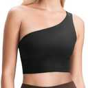 QUEENIEKE Womens One Shoulder Sports Bra Workout Strap Yoga Bras Cute Low Support Tops S