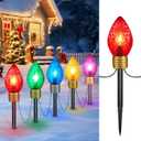 Moonflor Strawberry Jumbo C9 Christmas Pathway Lights Outdoor - 8.5 Feet 5 LED C9 Christma Lights,C7 Light Covered Jumbo Multicolor Christmas Light Outdoor Decorations for Lawn Holiday Outside Yard (1 Pack)