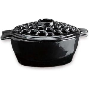 Plow & Hearth Lattice Wood Stove Steamer | Cast Iron Fireplace Humidifier | Black | Rust Resistant | Functional Kettle Alternative | 1.5 QT Capacity