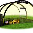 Portable 22ft x 12ft x 8ft Baseball & Softball Batting Cage with Pitching Machine Hole, 3ply 1.25'' Yellow Netting, Secure Steel Poles, 12.7MM Fibreglass Poles, Carry Bag Included