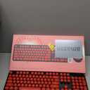 Wireless Keyboard and Mouse, COOFUN Retro Typewriter Keyboard with Round Keycaps, Full-Size Ergonomic, Ideal for Windows PC, Home, Office, and College Black and Red