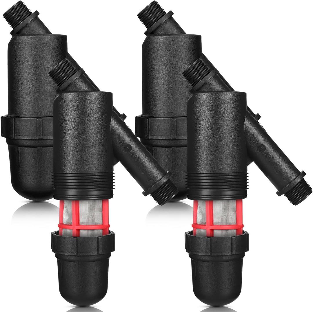 Glooglitter 4 Pcs Drip Irrigation Inline Y Filter with Mesh Screen, 3/4" x 3/4" Male Thread Connections Hydroponics Y Filter for Garden Greenhouse Agricultural Drip Sprinkler Irrigation