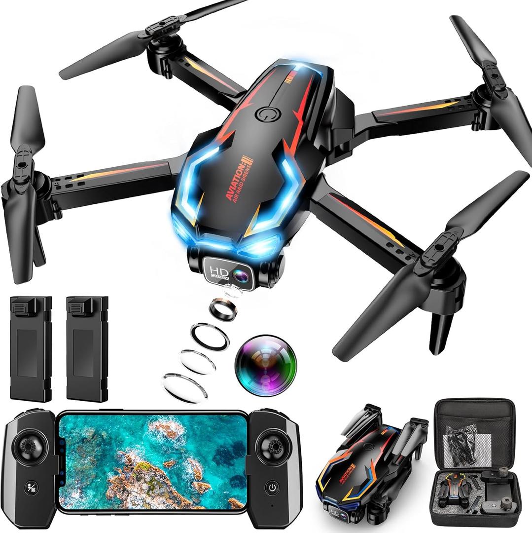 Drone with Camera for Adults, 2K HD FPV Drones with Upgrade Altitude Hold, One-Key Take Off/Landing, Speed Adjustment, Headless Mode, 2 Batteries, Toys Gifts for Teen Boys Girls, Beginner (BlackOrbage)