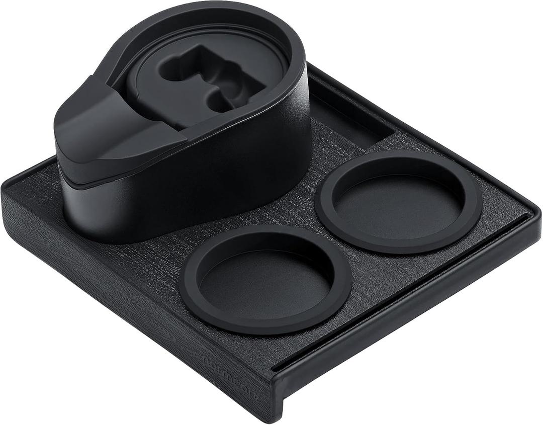 Normcore Espresso Tamping Station, 51mm 54mm Compact Tamping Station, Barista Corner Tamping Mat With Portafilter Stand, Coffee Tamper Holder Pad, Black