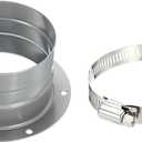PATIKIL 3 Inch Duct Connector Flange, Metal Straight Pipe Exhaust Hose Flange with Clamp for Heating Cooling Ventilation HVAC System