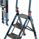 Ladder Pro 3 Step Ladder with Handrails, Aluminum Heavy Duty Ladder, Wide Step & Anti-Slip Feet, Lightweight Portable, Folding Storage Ladders for Home Family Indoor RV Kitchen
