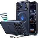 ESR for iPhone 17 Pro Max Phone Case with Stand, 23ft Military-Grade Drop Protection with Camera Control, Shock-Absorbing Rugged Cover, Compatible with MagSafe Accessories, Cyber Series, Blue