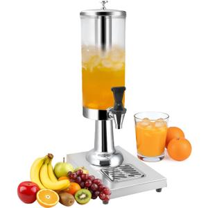 Hot and Cold Beverage Dispenser with Stand, 0.79 Gallon All-in-One Commercial Drink Dispenser with Ice Core&Stainless Steel Drip Trays for Parties, Beer Bar, Coffee (1 HEAD-0.79 GAL, SILVER)