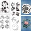 Rngmsi Water Soluble Embroidery Patterns - 4 Sheets Guadalupe Flower Stick and Stitch Embroidery Designs, Bible Floral Garland ReligiousTheme Wash Away Transfer Paper Stabilizers for Hand Sewing