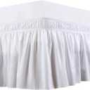 Elegant Decor 100% Egyptian Cotton Bed Skirt - 9" Drop Wrap Around Luxury - 650 Thread Count - Adjustable Elastic Dust Ruffles Wrinkle & Fade Resistant Bed Skirt - Queen, White