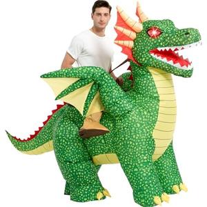 One Casa Inflatable Costume Adult,Blow Up LED Light Eyes Dragon Suit,Ride On Halloween Costumes for Men Women, 72 in