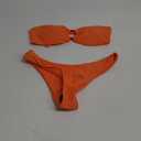 ZAFUL Women's Bandeau Bikini O Ring Strapless Tie Back High Cut Two Piece Swimsuit Bathing Suits, S