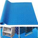 2Pcs Large Swimming Pool Ladder Mat, 17"x38" Protective Non-Slip Pool Step Pad with TextureProtective Ladder Pad for Above Ground Swimming Pools Liner and Stairs (Blue)