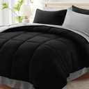 Anluoer Queen Comforter Set 7 Piece, Black and Grey Bed in a Bag with Sheets, All Season Bedding Comforter Sets with 1 Comforter, 2 Pillow Shams, 2 Pillowcases, 1 Flat Sheet,1 Fitted Sheet
