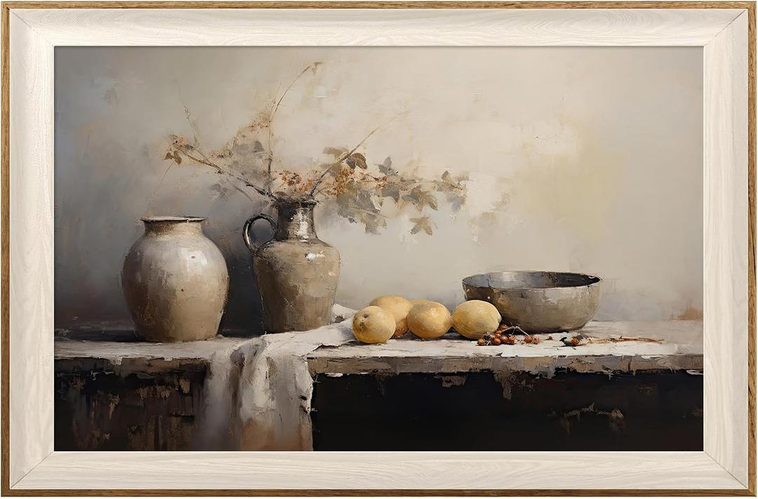 ASTRDECOR Framed Kitchen Wall Art Prints, Rustic Kitchen Farmhouse Wall Decor Living Room, Vintage Jars Still Life Oil Painting Dining Room Wall Decor, Fruits Botanical Canvas Wall Art-20''x 30''