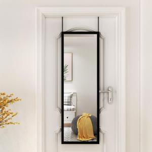 whitebeach Wall Mirror Full Length Door, Black Bedroom Full Body Over The Door Hanging Mirror 48" 16"