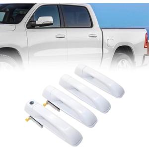 FZJDSD Exterior Door Handles,4PCS Front and Rear LH & RH Bright White (PW7),1GH21GW7AF 1GH18GW7AD Compatible with Dodge Ram 1500/2500/3500 2012-2018# 1GH19GW7AB 1GH19GW7AD 1GH21GW7AB 1GH21GW7AD