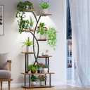Plant Stand Indoor with Grow Lights - 8-Tier Indoor Plant Shelf, 68.11" Tall Lighted Corner Plant Stand, S-shaped Large Flower Holder for Living Room, Balcony & Patio (Dark Brown)