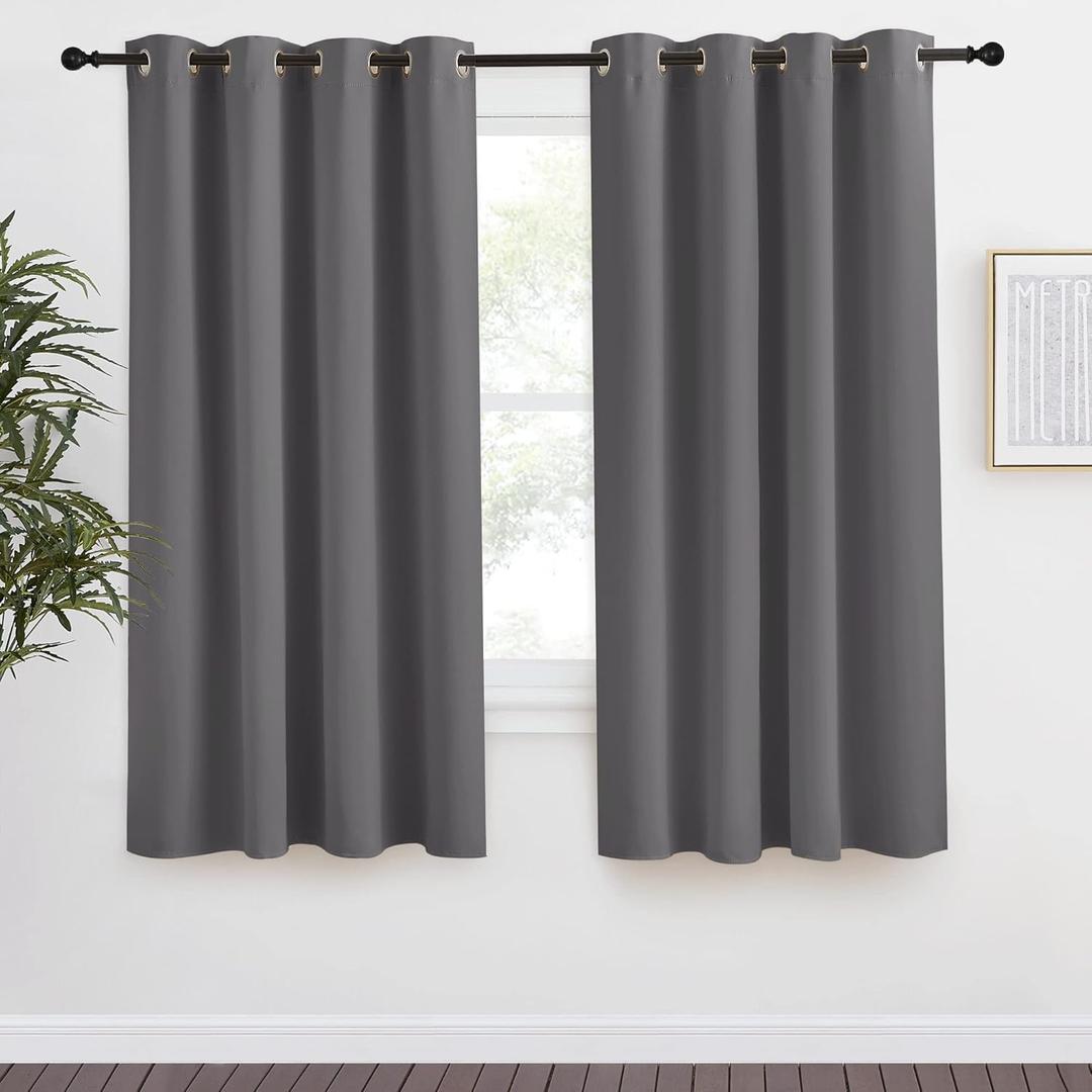 NICETOWN Grey Blackout Curtain 68 inch Long, 55 inches Width, 1 Panel, Thermal Insulated Window Treatment with Grommet Room Darkening Thermal Insulated Panel for Bedroom/Living Room
