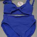 ANRABESS Bikini Sets for Women Summer High Waisted 2 Piece Bathing Suit Ribbed Tie Knot Swimsuit 2026 Beach Vacation Swimwear Size S