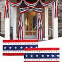 250th Anniversary Patriotic Bunting Banner, 20 Ft American Flag Door Decoration, Red White Blue 250 Stars Hanging Banner for 4th of July, Independence Day, Memorial Day, Porch Outdoor Decor